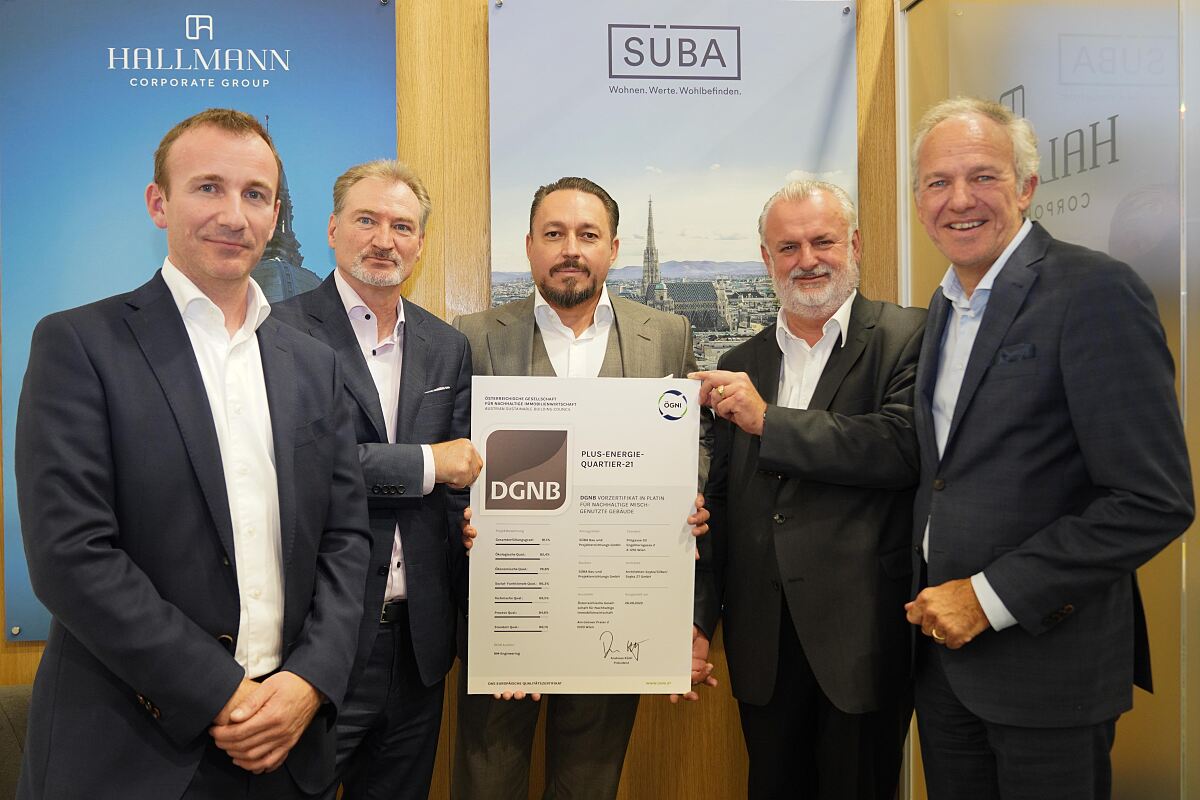 SÜBA AG erhält DGNB-Platin für Plus Energie Quartier in der Pilzgasse 33