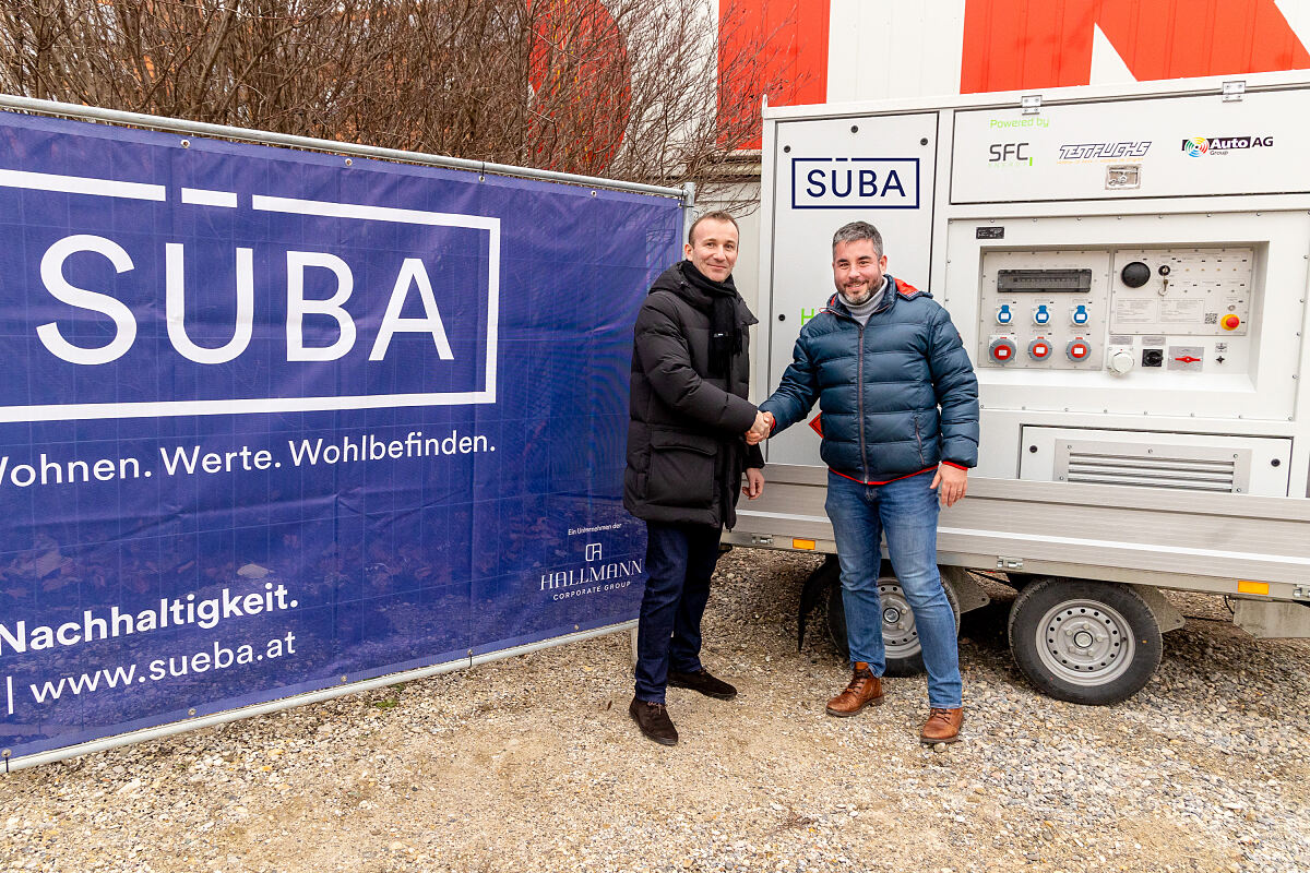 Schritt in Richtung CO2-Neutralität: SÜBA AG setzt als erster heimischer Bauträger Wasserstoff-Generator auf der Baustelle ein